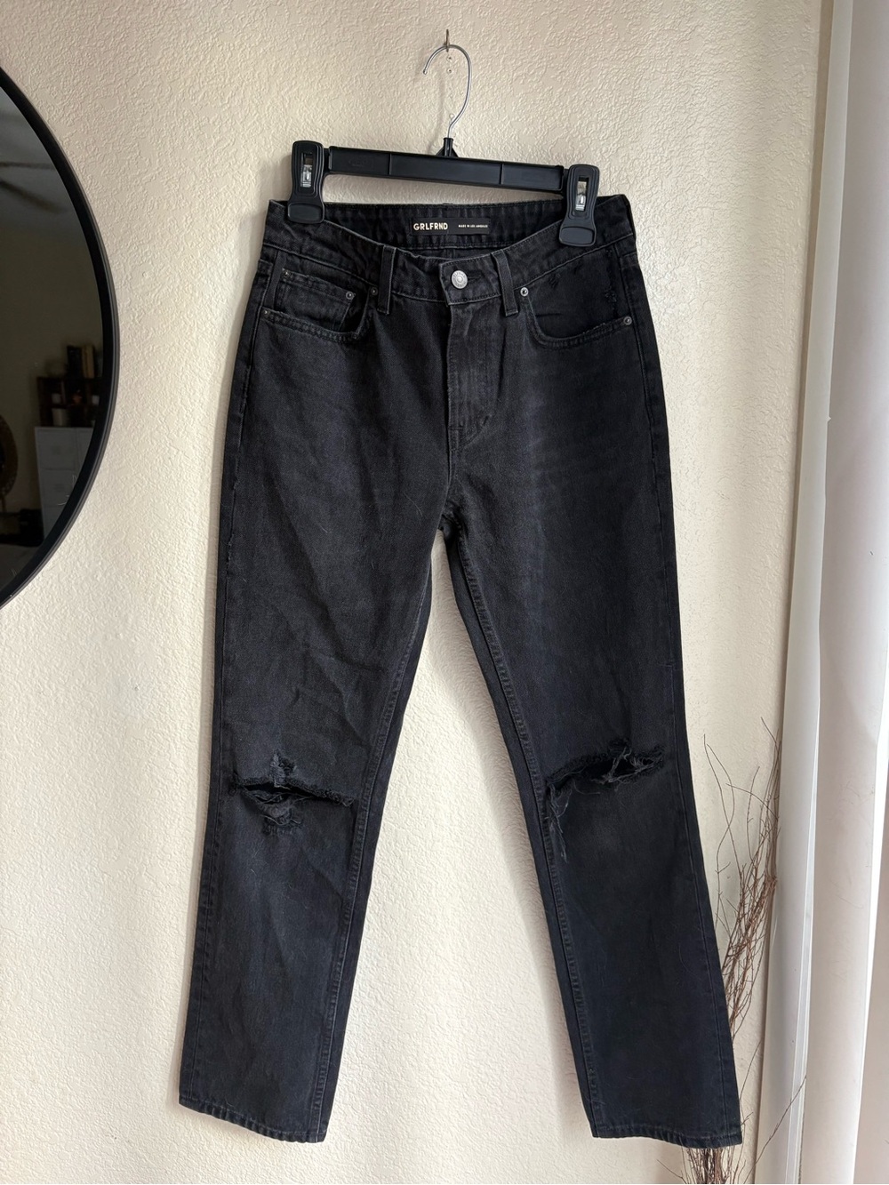 GRLFRND The Kate Low Rise Slim Crop Black Denim Womens Size 25